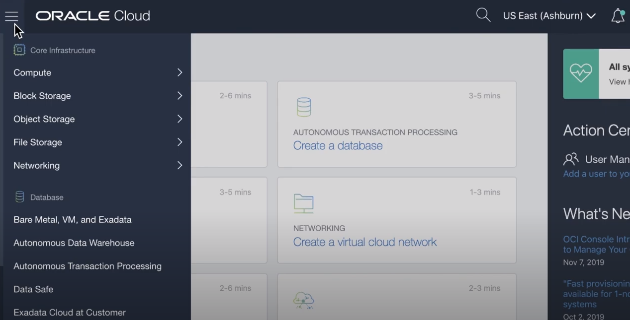 screenshot of Oracle Cloud Infrastructure (OCI)